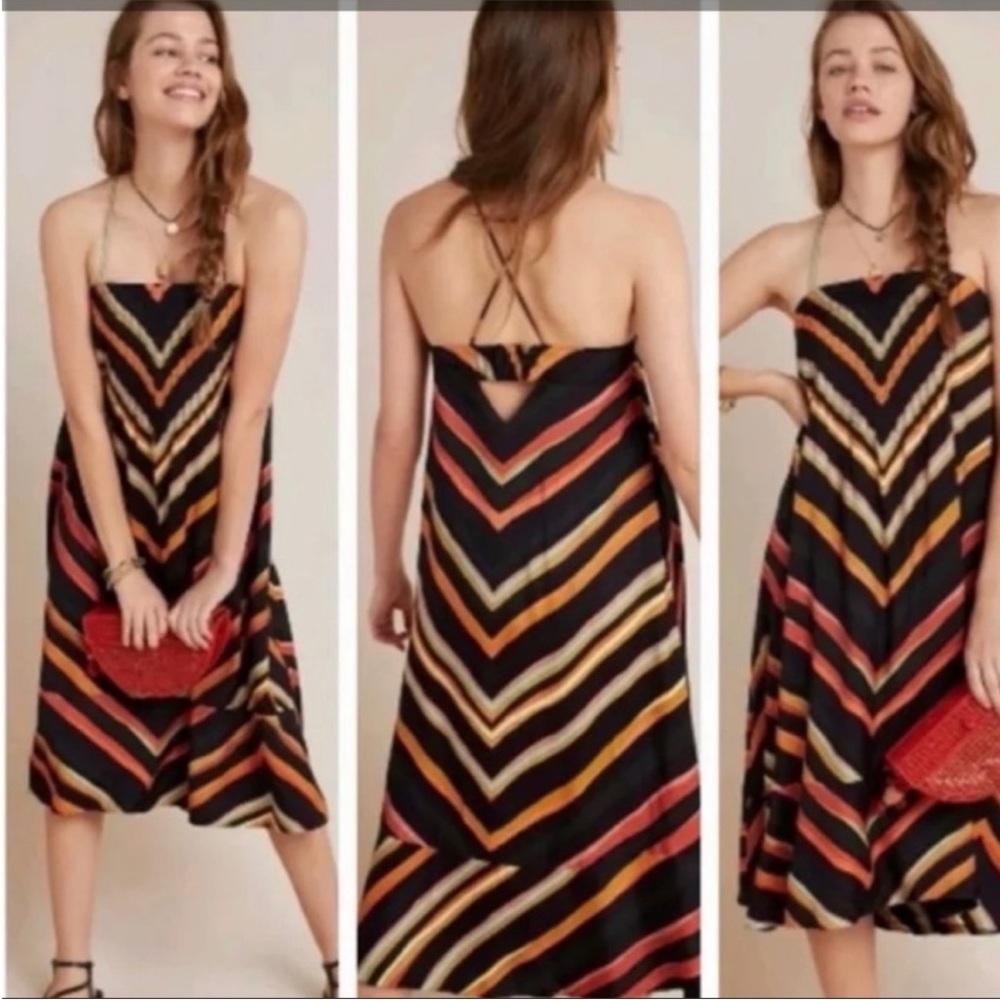 Anthropologie Runi Chevron Racerback Midi Dress - Small